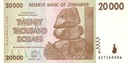 ZIMBABWE 20000 50000 100000 500000 Dollar 2008 UNC Kraj Zimbabwe