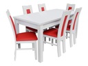 Kuchynský jedálenský set MOVILE 18 - biely / červená eko koža Dĺžka stola 160 cm