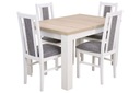 БЕЛЫЙ КУХОННЫЙ КОМПЛЕКТ стол и 4 ДЕРЕВЯННЫХ СТУЛА