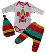 Set body polodupačky čiapka CLOWN onesie č. 62