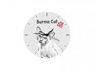 Burmská mačka Stojace hodiny s grafikou, MDF