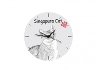 Singapurská mačka Stojace hodiny s grafikou, MDF