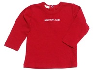 BENETTON bawełniana bluzka niemowlęca długi rękaw czerwona 62-68