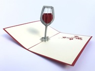 Pohár vína, 3D pohľadnica, Pozvánka, Darček