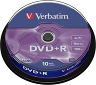 PŁYTY VERBATIM DVD+R 4,7GB 16x Cake 10 szt.