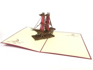 Loď Vikingov Pohľadnica 3D Pozvánka Darček Narodeniny Deň otcov Výlet