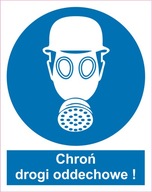 Naklejka PIKTOGRAM BHP, chroń drogi oddechowe