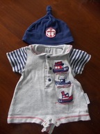 Rampers marynarski krótki rękaw + czapeczka 56