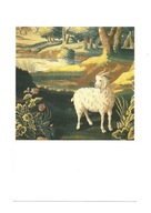 Pocztówka - Krajobraz leśny z kozą / gobelin