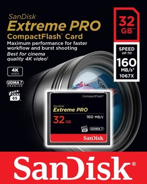 SanDisk CF Extreme PRO 32 ГБ UDMA7 160 МБ/с 4K