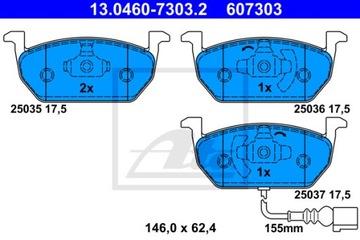 Колодки передние ATE для SKODA OCTAVIA III 276мм