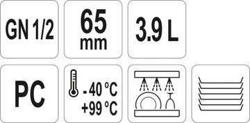 POJEMNIK GASTRONOMICZNY POLIWĘGLAN PC GN 1/2 65MM