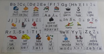 Alfabet karty edukacyjne wer2 z kierunkiem pisania