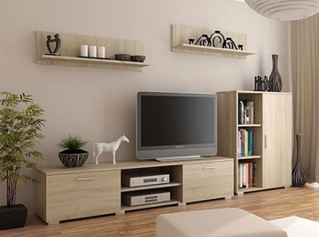 NOWOCZESNY ZESTAW MEBLI RTV TV == BIAŁY DĄB SONOMA