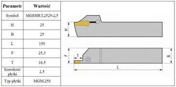 НОЖ ДЛЯ РЕЗКИ MGEHR2525-2,5 + ПЛАСТИНЫ