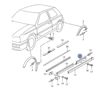 КРЫШКА РАКИ ЗАДНЯЯ ПРАВАЯ VW GOLF III MK3 GTI