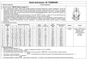 СЕКЛА ОМЕГА КЛАСС. 6 СЕРТИФИКАТ ОЦИНКОВАНИЯ 4,75Т - 1 ШТ.