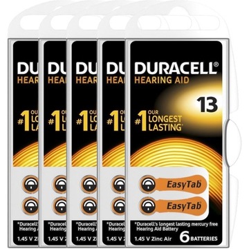 30 аккумуляторов для слуховых аппаратов DURACELL 13 PR48 Activair