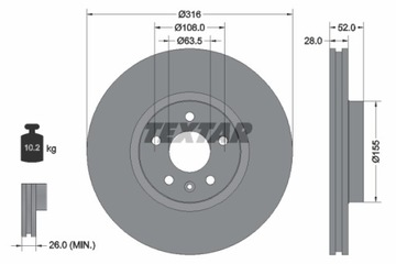 Колодки Textar передние диски VOLVO V60 V70 III 316мм