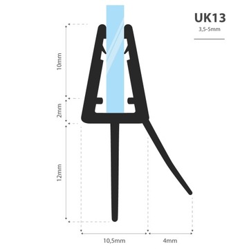 Уплотнитель для душа изогнутый 40см 3,5 5 мм UK13