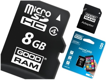 КАРТА GOODRAM MICRO SD ПАМЯТЬ 8 ГБ + АДАПТЕР SDHC