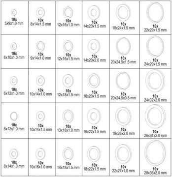 YATO YT-06865 300 szt podkladek aluminiowych mix