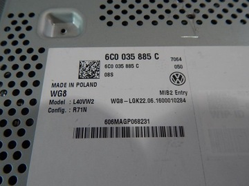 VW POLO 6C РАДИОДИСПЛЕЙ 6C0035885C