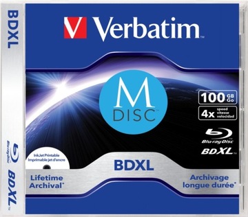 Verbatim M-Disc BDXL, 100 ГБ, 4 шт., 1 шт., JC ДЛЯ ПЕЧАТИ