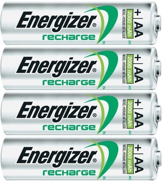 4X ЗАРЯЖЕННЫЕ АККУМУЛЯТОРЫ ENERGIZER RECHARGE AA R6 1,2 В, 2000 мАч