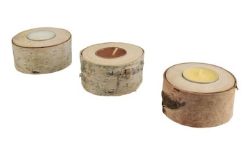 Świecznik drewniany tealight plaster drewna - HIT