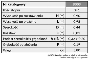 Drabiny drabina aluminiowa dwustronna 2x4 DRABEX 8003