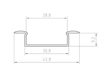 Встраиваемый светодиодный профиль, широкий, 3 см, черный