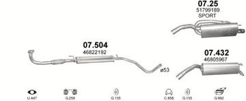 Центральный глушитель Fiat Stilo, объём 1,6