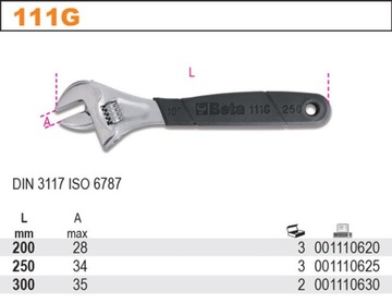 РАЗВОДНОЙ ОТКРЫТЫЙ КЛЮЧ СО ШКАЛОЙ 300 мм BETA 111G