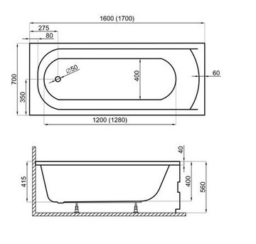 Прямоугольная ванна, CLASSIC SCREEN HOUSING, 170x70