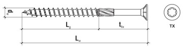 СТОЛЯРНЫЕ ВИНТЫ KMWHT 6x50 TORX С КОНИЧЕСКОЙ ГОЛОВКОЙ KLIMAS 200 шт.