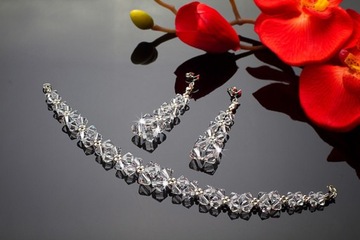 Свадебный комплект SWAROVSKI elements СЕРЕБРЯНЫЕ кристаллы