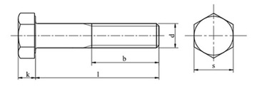 Винты M20x75 с шестигранной головкой 10,9 черные DIN 931 1 шт.