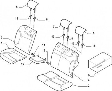 фото thumb №7, Обшивка оббивка спинка сидіння fiat stilo 03-07