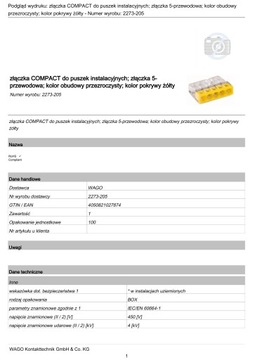 100x szybkozłączka elektryczna 5x2,5 WAGO 2273-205 100szt