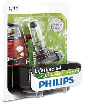 1x ГАЛОГЕННАЯ ЛАМПОЧКА PHILIPS LONG LIFE H11 12 В 55 Вт