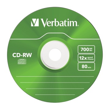 CD-RW диски 700Мб 12х цветные Verbatim 5 шт.