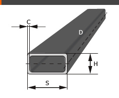 PROFIL STALOWY ZAMKNIĘTY 50x20x2 - 2000 mm