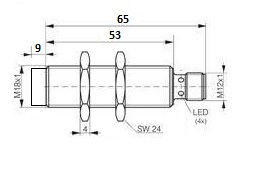 Индуктивный датчик M18 PNP (НО+НЗ) Sn-8 гнездо 12