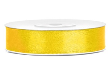 Wstążka Tasiemka satynowa atłasowa 12mm x 25m Żółta