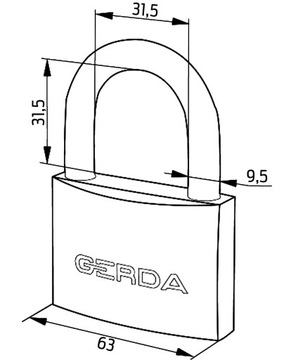 Замок навесной с чугунной дужкой GERDA KZZ 60мм