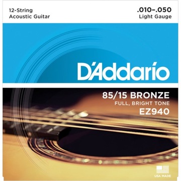 D'Addario EZ940 10-50 struny gitary 12-strunowej