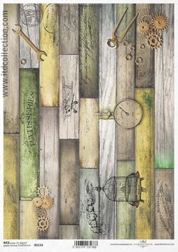 Papier ryżowy A4 R1114 - żółte zielone deseczki