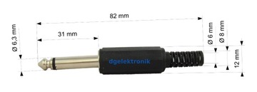 JACK-штекер большой 6,3 мм, моно пластиковый