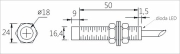 Индуктивный датчик приближения M18 NPN NO+NC Sn-8